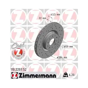 Original ZIMMERMANN 110.2207.52 Bremsscheiben 2 Stück für ALFA ROMEO Original ZIMMERMANN 110.2207.52 Bremsscheiben 2 Stück für ALFA ROMEO