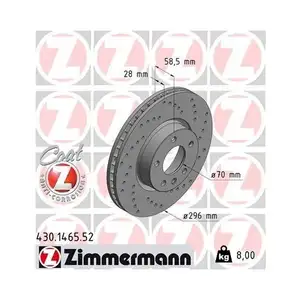 Original Zimmermann 430.1465.52 Bremsscheiben 2 Stück für OPEL Original Zimmermann 430.1465.52 Bremsscheiben 2 Stück für OPEL