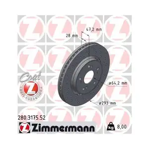 Original Zimmermann 280.3175.52 Bremsscheiben 2 St&uuml;ck f&uuml;r HONDA