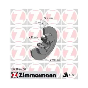 Zimmermann 180.3024.00 Bremsscheiben 2 Stück CITROËN Zimmermann 180.3024.00 Bremsscheiben 2 Stück CITROËN