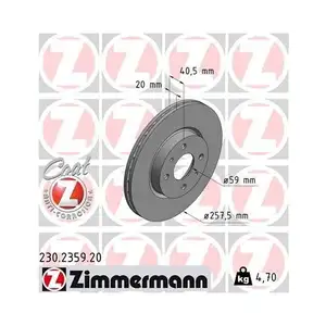 Zimmermann 230.2359.20 Bremsscheiben 2 St&uuml;ck FIAT