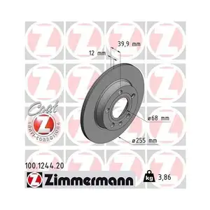 Zimmermann 100.1244.20 Bremsscheiben 2 Stück AUDI Zimmermann 100.1244.20 Bremsscheiben 2 Stück AUDI