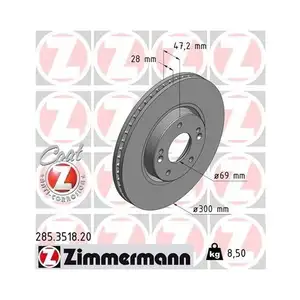 Zimmermann 285.3518.20 Bremsscheiben 2 Stück HYUNDAI Zimmermann 285.3518.20 Bremsscheiben 2 Stück HYUNDAI
