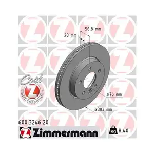 Zimmermann 600.3246.20 Bremsscheiben 2 Stück VW Zimmermann 600.3246.20 Bremsscheiben 2 Stück VW
