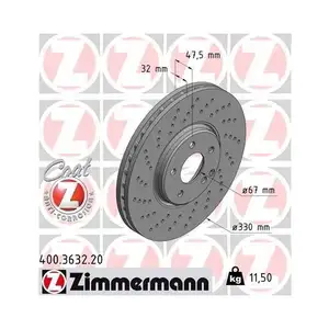ZIMMERMANN 400.3632.20 Bremsscheiben 2 Stück für MERCEDES-BENZ ZIMMERMANN 400.3632.20 Bremsscheiben 2 Stück für MERCEDES-BENZ