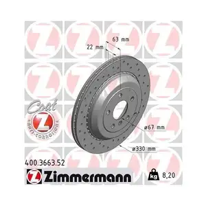 Original ZIMMERMANN 400.3663.52 Bremsscheiben 2 St&uuml;ck f&uuml;r MERCEDES-BENZ