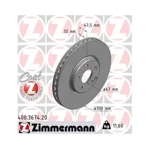 ZIMMERMANN 400.3674.20 Bremsscheiben 2 Stück für MERCEDES-BENZ ZIMMERMANN 400.3674.20 Bremsscheiben 2 Stück für MERCEDES-BENZ