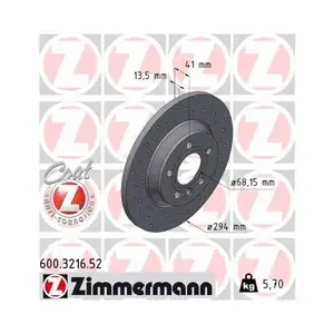 Original Zimmermann 600.3216.52 Bremsscheiben 2 St&uuml;ck f&uuml;r VW