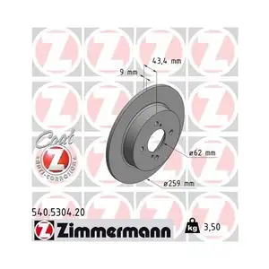 Zimmermann 540.5304.20 Bremsscheiben 2 Stück SUZUKI Zimmermann 540.5304.20 Bremsscheiben 2 Stück SUZUKI