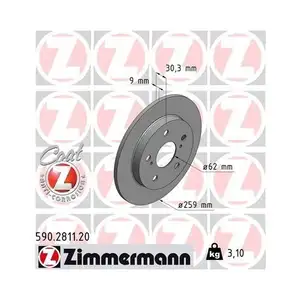 Zimmermann 590.2811.20 Bremsscheiben 2 St&uuml;ck TOYOTA