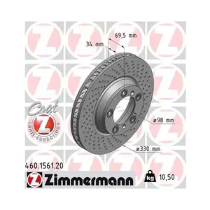 ZIMMERMANN 460.1561.20 Bremsscheiben 2 Stück für PORSCHE ZIMMERMANN 460.1561.20 Bremsscheiben 2 Stück für PORSCHE
