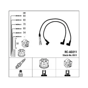 NGK 0511 Zündleitungssatz RC-AD211 für AUDI NGK 0511 Zündleitungssatz RC-AD211 für AUDI