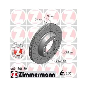 ZIMMERMANN 460.1566.20 Bremsscheiben 2 Stück für PORSCHE ZIMMERMANN 460.1566.20 Bremsscheiben 2 Stück für PORSCHE