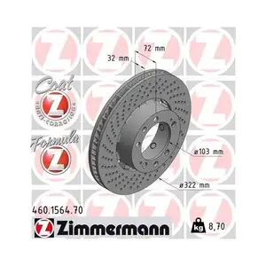ZIMMERMANN 460.1564.70 Bremsscheiben 2 Stück für PORSCHE ZIMMERMANN 460.1564.70 Bremsscheiben 2 Stück für PORSCHE