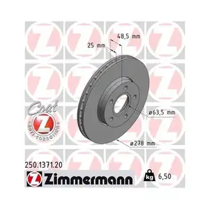 ZIMMERMANN 250.1371.20 Bremsscheiben 2 Stück FORD ZIMMERMANN 250.1371.20 Bremsscheiben 2 Stück FORD