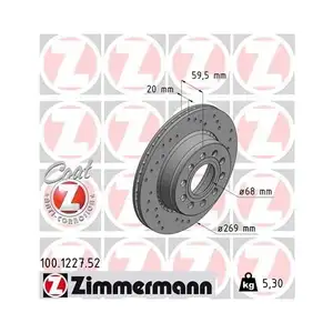 Original ZIMMERMANN 100.1227.52 Bremsscheiben 2 Stück für AUDI Original ZIMMERMANN 100.1227.52 Bremsscheiben 2 Stück für AUDI