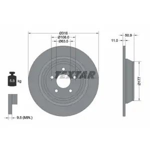 Original TEXTAR 92292503 Bremsscheiben 2 Stück hinten für FORD Original TEXTAR 92292503 Bremsscheiben 2 Stück hinten für FORD