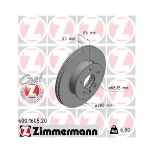 ZIMMERMANN 600.1605.20 Bremsscheiben 2 St&uuml;ck VW