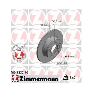 Zimmermann 100.3322.20 Bremsscheiben 2 Stück AUDI Zimmermann 100.3322.20 Bremsscheiben 2 Stück AUDI
