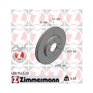 ZIMMERMANN 480.1545.20 Bremsscheiben 2 St&uuml;ck f&uuml;r SAAB