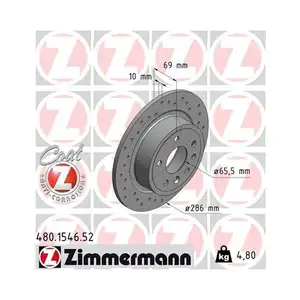 ZIMMERMANN 480.1546.52 Bremsscheiben 2 St&uuml;ck f&uuml;r SAAB