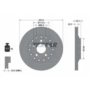 TEXTAR 92152303 Bremsscheiben 2 Stück hinten für AUDI TEXTAR 92152303 Bremsscheiben 2 Stück hinten für AUDI