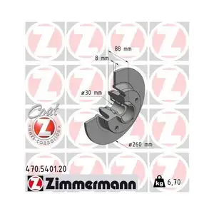 ZIMMERMANN 470.5401.00 Bremsscheiben 2 St&uuml;ck RENAULT