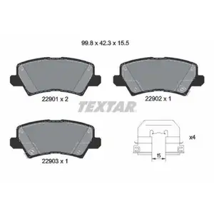 Bremsbelagsatz Scheibenbremse Textar 2290101 Q+ für Kia Hinterachse Bremsbelagsatz Scheibenbremse Textar 2290101 Q+ für Kia Hinterachse