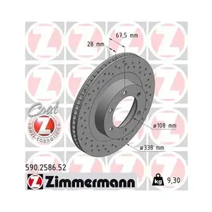 Original ZIMMERMANN 590.2586.52 Bremsscheiben 2 St&uuml;ck f&uuml;r TOYOTA