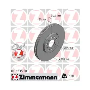 ZIMMERMANN 100.1235.20 Bremsscheiben 2 Stück VW ZIMMERMANN 100.1235.20 Bremsscheiben 2 Stück VW