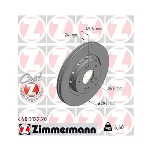 Zimmermann 440.3122.20 Bremsscheiben 2 Stück MITSUBISHI Zimmermann 440.3122.20 Bremsscheiben 2 Stück MITSUBISHI