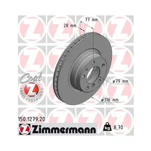 ZIMMERMANN 150.1279.20 Bremsscheiben 2 Stück BMW ZIMMERMANN 150.1279.20 Bremsscheiben 2 Stück BMW