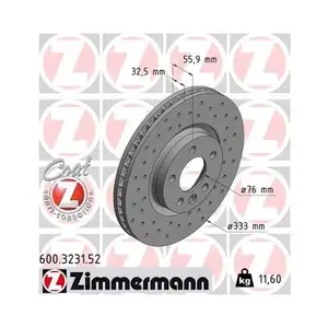 ZIMMERMANN 600.3231.52 Bremsscheiben 2 Stück VW ZIMMERMANN 600.3231.52 Bremsscheiben 2 Stück VW