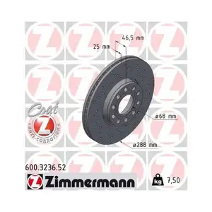 Original Zimmermann 600.3236.52 Bremsscheiben 2 Stück für VW Original Zimmermann 600.3236.52 Bremsscheiben 2 Stück für VW