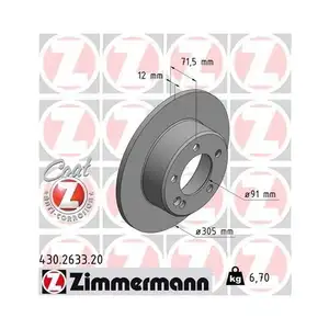 Zimmermann 430.2633.20 Bremsscheiben 2 Stück OPEL Zimmermann 430.2633.20 Bremsscheiben 2 Stück OPEL
