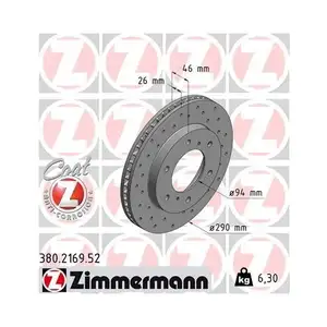 ZIMMERMANN 380.2169.52 Bremsscheiben 2 St&uuml;ck f&uuml;r MITSUBISHI