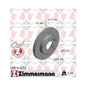 ZIMMERMANN 400.1413.52 Bremsscheiben 2 Stück für MERCEDES-BENZ ZIMMERMANN 400.1413.52 Bremsscheiben 2 Stück für MERCEDES-BENZ