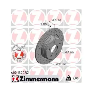 Original ZIMMERMANN 400.1420.52 Bremsscheiben 2 Stück für MERCEDES-BENZ Original ZIMMERMANN 400.1420.52 Bremsscheiben 2 Stück für MERCEDES-BENZ