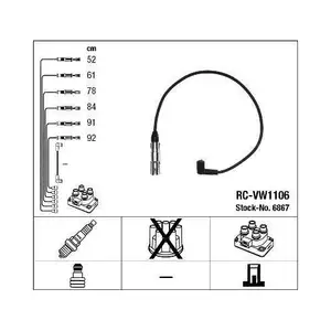 NGK 6867 Zündleitungssatz RC-VW1106 für VW NGK 6867 Zündleitungssatz RC-VW1106 für VW