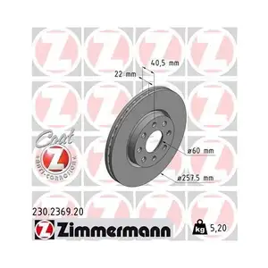 Zimmermann 230.2369.20 Bremsscheiben 2 Stück FIAT Zimmermann 230.2369.20 Bremsscheiben 2 Stück FIAT