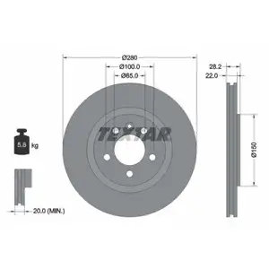 TEXTAR 92057100 Bremsscheiben 2 Stück vorne für VW TEXTAR 92057100 Bremsscheiben 2 Stück vorne für VW