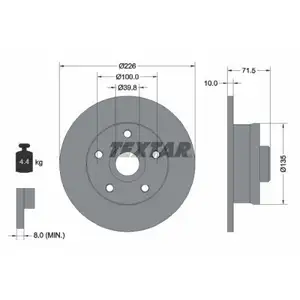 TEXTAR 92057200 Bremsscheiben 2 Stück hinten für VW TEXTAR 92057200 Bremsscheiben 2 Stück hinten für VW