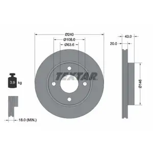 TEXTAR 92051003 Bremsscheiben 2 Stück FORD TEXTAR 92051003 Bremsscheiben 2 Stück FORD