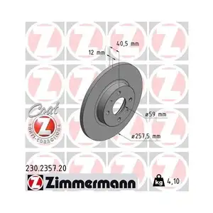 Zimmermann 230.2357.20 Bremsscheiben 2 Stück FIAT Zimmermann 230.2357.20 Bremsscheiben 2 Stück FIAT