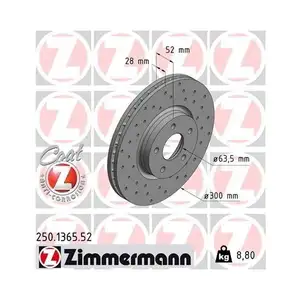 Original ZIMMERMANN 250.1365.52 Bremsscheiben 2 Stück für FORD Original ZIMMERMANN 250.1365.52 Bremsscheiben 2 Stück für FORD