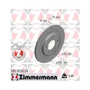 Zimmermann 285.3520.20 Bremsscheiben 2 Stück HYUNDAI Zimmermann 285.3520.20 Bremsscheiben 2 Stück HYUNDAI