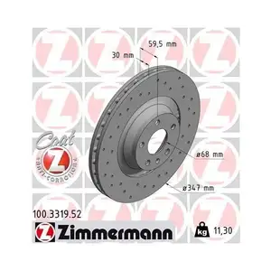 ZIMMERMANN 100.3319.52 Bremsscheiben 2 St&uuml;ck f&uuml;r AUDI