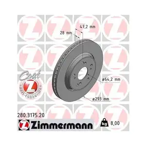 Zimmermann 280.3175.20 Bremsscheiben 2 Stück HONDA Zimmermann 280.3175.20 Bremsscheiben 2 Stück HONDA