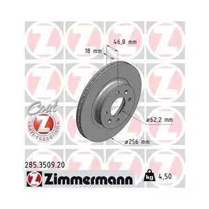 Zimmermann 285.3509.20 Bremsscheiben 2 Stück HYUNDAI Zimmermann 285.3509.20 Bremsscheiben 2 Stück HYUNDAI