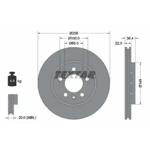 TEXTAR 92098603 Bremsscheiben 2 Stück VW TEXTAR 92098603 Bremsscheiben 2 Stück VW